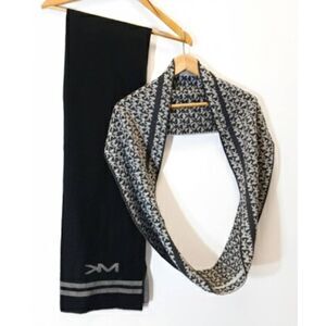 Michael kors mens long black scarf and gray infinity scarf lot of 2